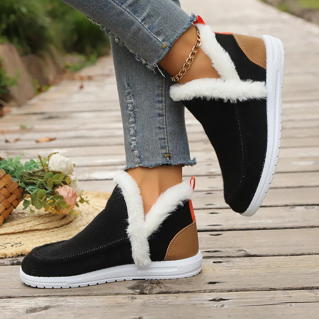 Fashion Women's Winter High-top Cotton Shoes Outdoor Non-slip Women Lightweight Ankle Snow Boots Round-toe Warm Short-tube Women's Shoes