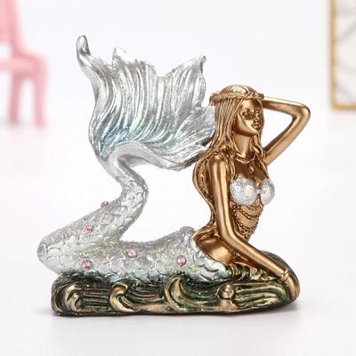 Фигурка Русалки из смолы со стразами, Морская Дева, Девочка, Миниатюрный сказочный персонаж, Украшение, Декор для комнаты, Ручная работа, Подарок для девушки