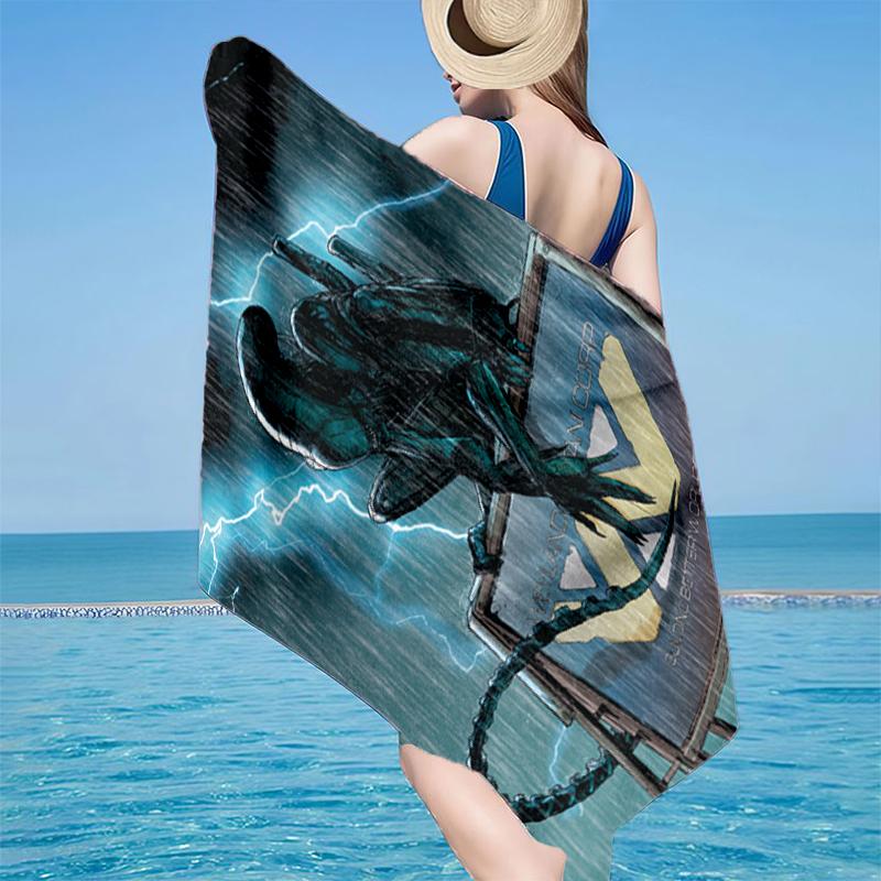 Alien horror Artwork Beach Towel, Super Soft Microfiber, Gift for Her/Him, Birthday, for Pool, Beach, Travel, Home Decor Fan gifts