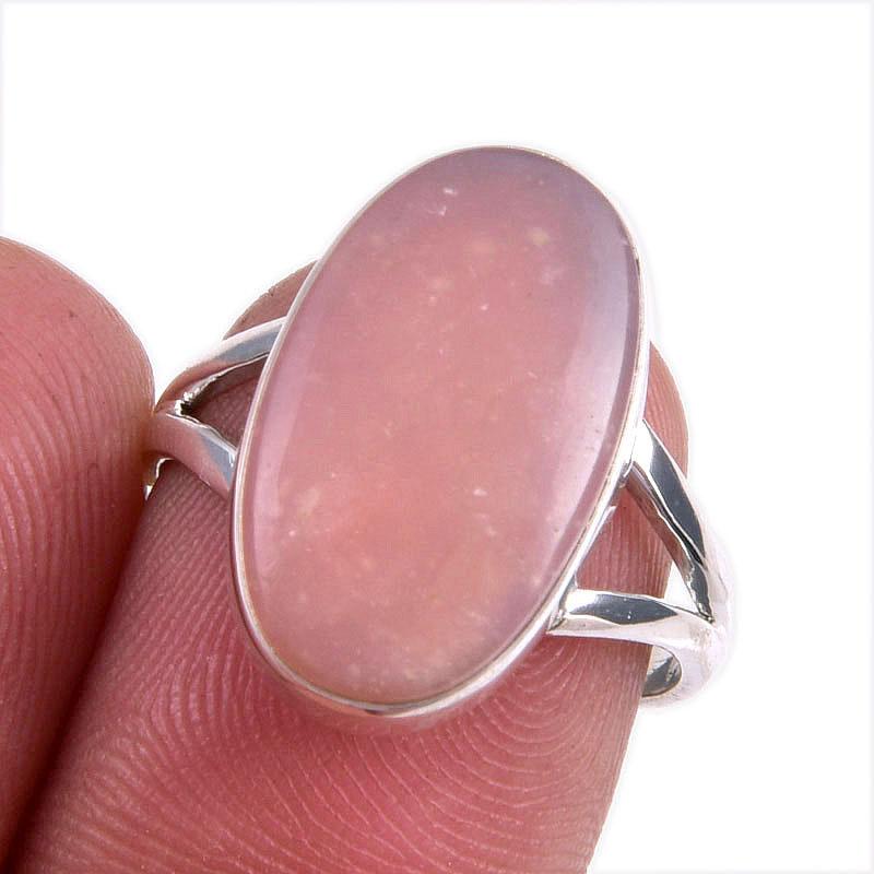 Natural Pink Opal Gemstone 925 Solid Sterling Silver Jewelry Ring Size 7 J9J06