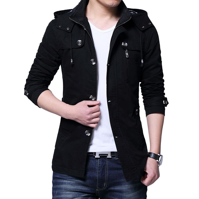 Spring and Autumn Men's New Men's Jacket Korean Version of Casual Versatile Jacket Jacket Cotton Washed Trench Coat Tide