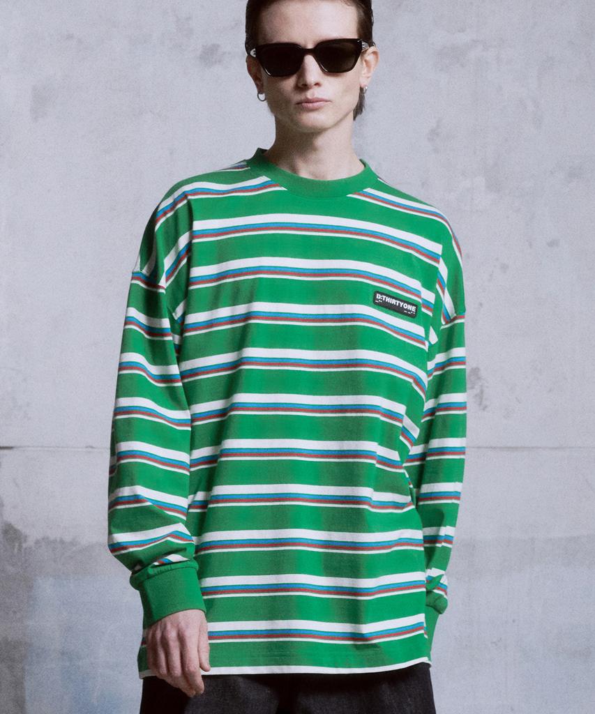 DTHIRTYONE Multi Stripe Long-Sleeved T-Shirt (Green)