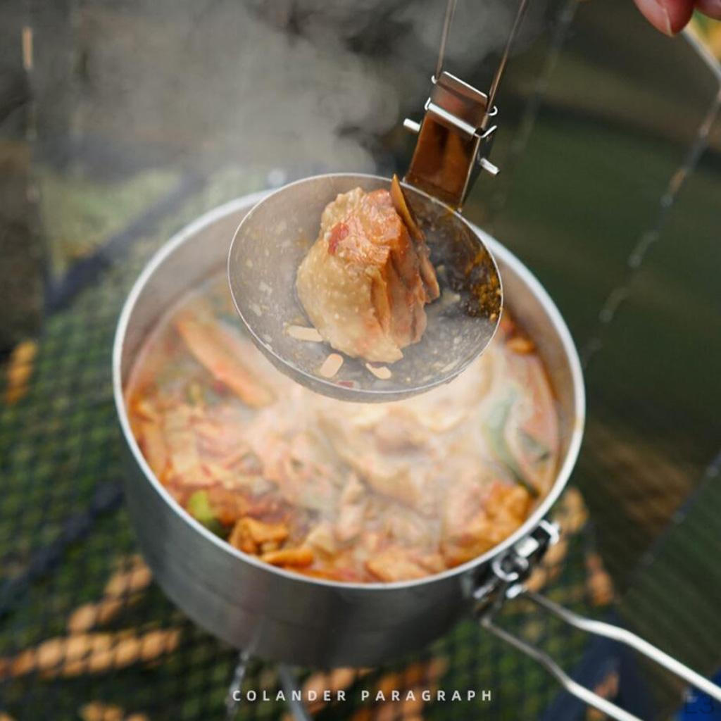 Складной ковш, ложка с прорезями, стальная ложка-дуршлаг для супа, кухонная посуда для приготовления пищи на открытом воздухе, путешествия