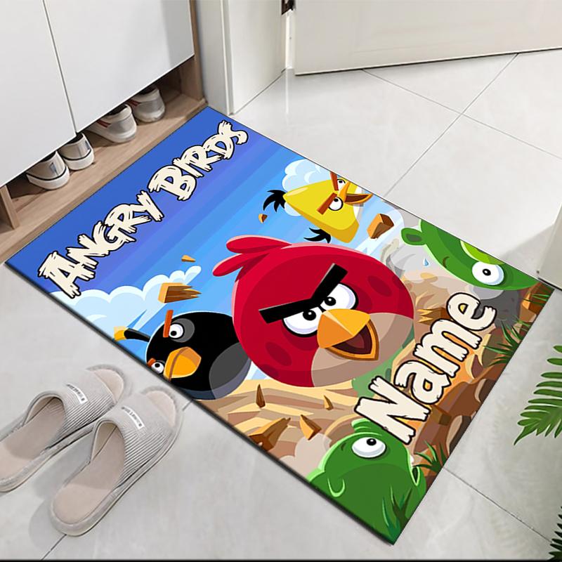 Custom Name Angry Birds Printed Carpet Rug For Office Chair Living Room Bedroom Kitchen Room Decor Gifts