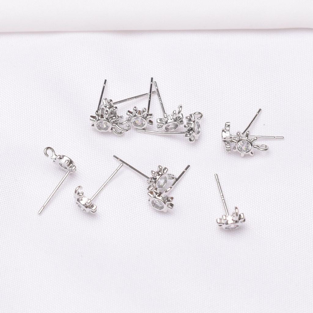 10 шт. 14-каратное золотое покрытие в форме бабочки с микро-инкрустацией и подвесными серьгами-гвоздиками, серебряные иглы S925, ювелирные изделия своими руками, иглы для ушей в форме солнца, аксессуары в процессе работы