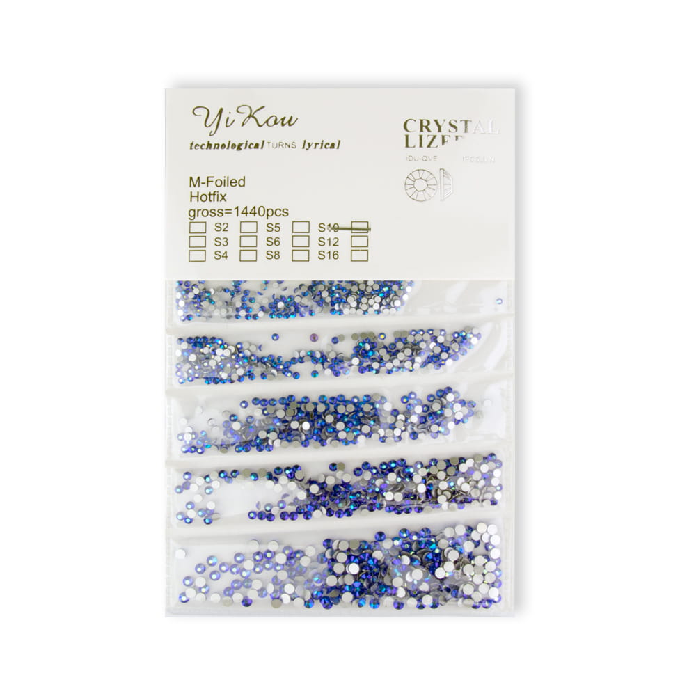 Cyrkonie Do Paznokci Szklane Blue Zircon Ab Mix Rozmiarów Ok.1440 Szt.paczka