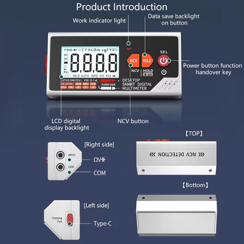 Desktop Multimeter Providing Voice Assistance Temperature Measurement And Auto Shutdown Feature NCV Test Laboratory Tool