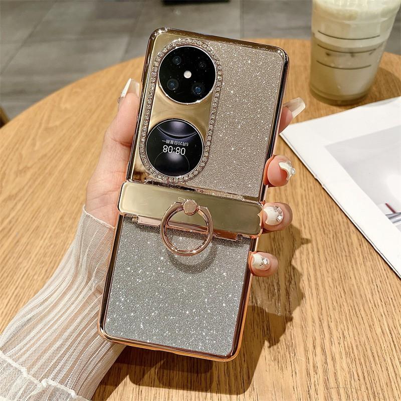 Pocket 2 Case Foldable Phone Cover With Ring Stand Soft Leather PC Hybrid Shockproof Protective Shell Women
