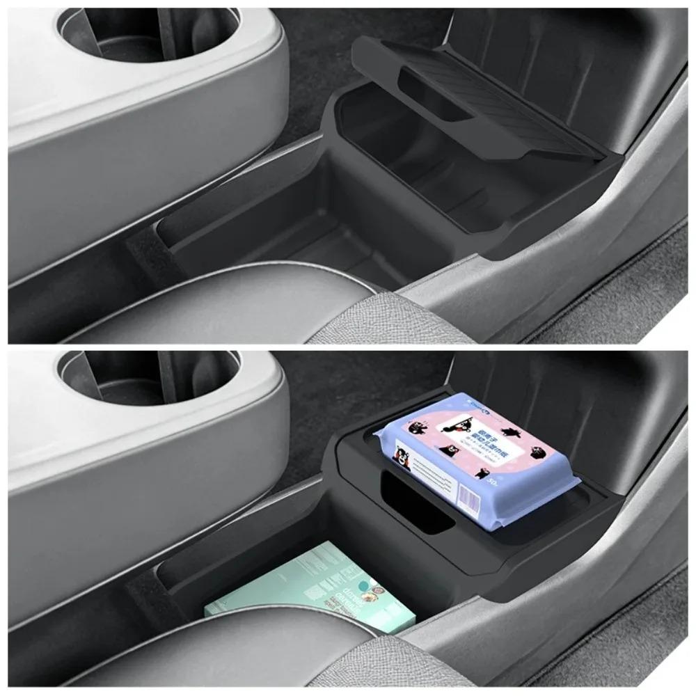 FOR Tesla Model Y 2025 Under Console Storage Box Center Console Organizer Tray ABS Armrest Container Rear Shelf Accessorie