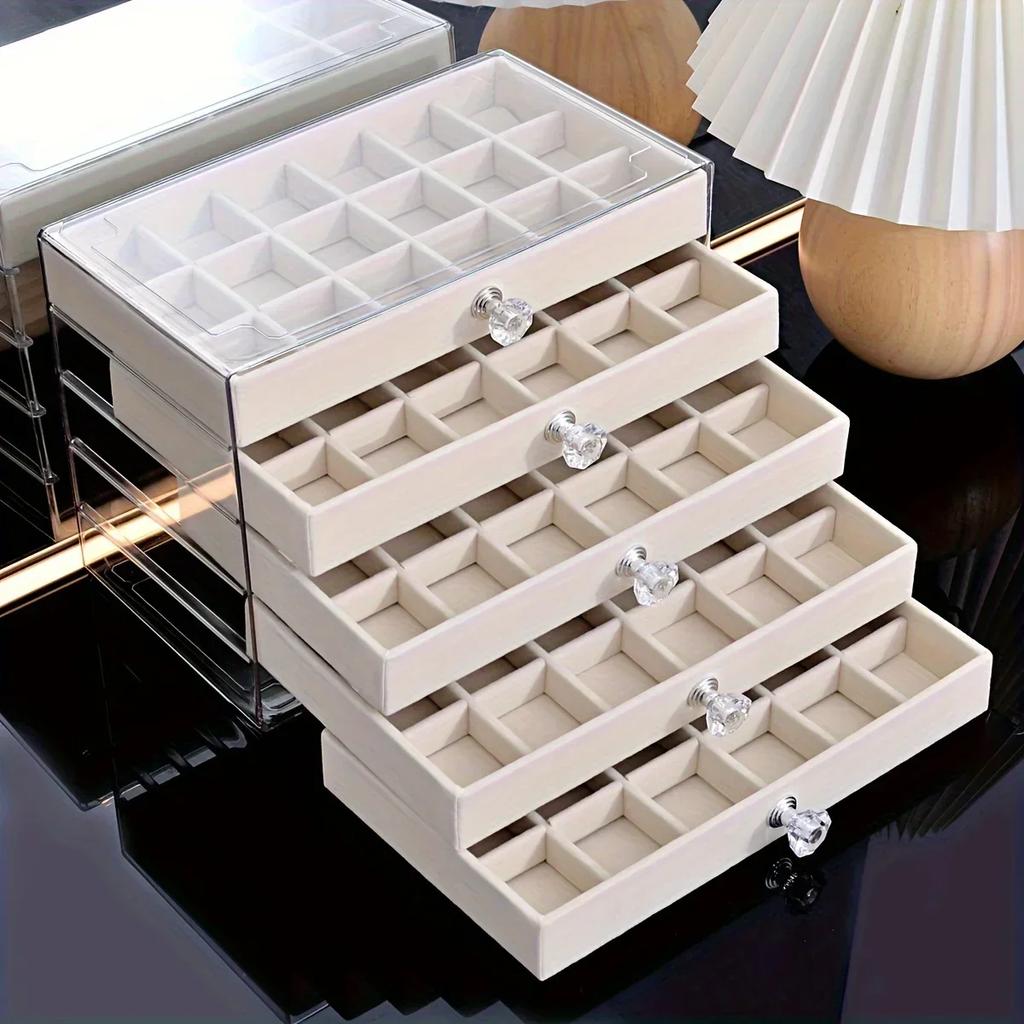 New Transparent Home Desktop 5-Tier Countertop Drawer Jewelry Box Storage Box Earring Storage Box, Jewelry Boxes
