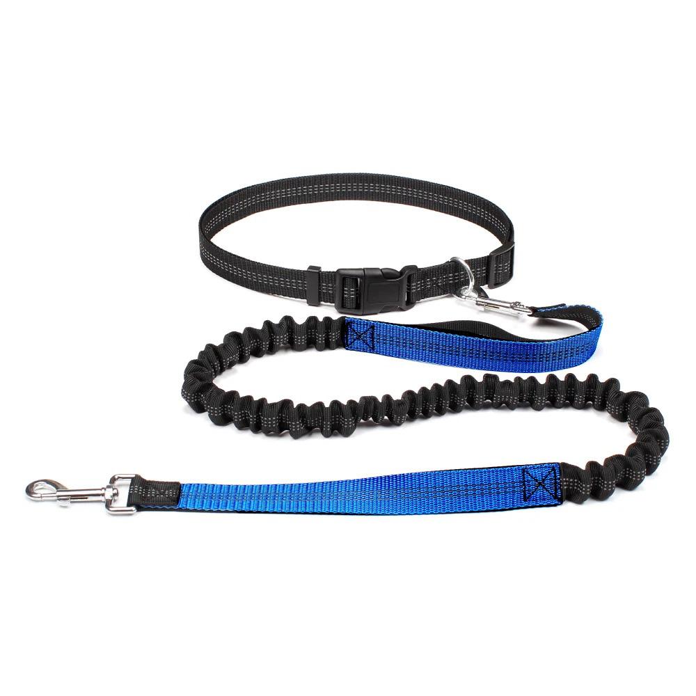 Reflective Leash Traction Rope Pet Dog Running Belt Elastic Hands Freely Jogging Pull Dog Leash Metal D-ring Leashes Harness