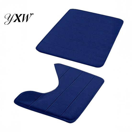 Soft Coral Velvet Mat 2Pcs/Set Bathroom Floor Non-Slip Bottom 40x60cm Square Pad 40x50cm U-Shaped Easy To Clean Bath