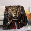 1Pc Beast head sword Print Flannel Blanket, High quality Comfortable for All Seasons, Home Decor, Warmth and Comfort, Perfect for Christmas Gifts