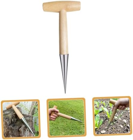 T-Handle Soil Hole Digger, Chrome-Plated Tool for Seedlings, Weeding & Soil Loosening