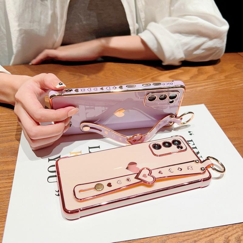 Чехол-браслет с покрытием в виде сердца для Samsung Galaxy S23 S22 Ultra S21 Plus S20 Fe A14 A34 A54 A13 A23 A33 A53 A52, мягкий силиконовый чехол для iphone 14 13 12