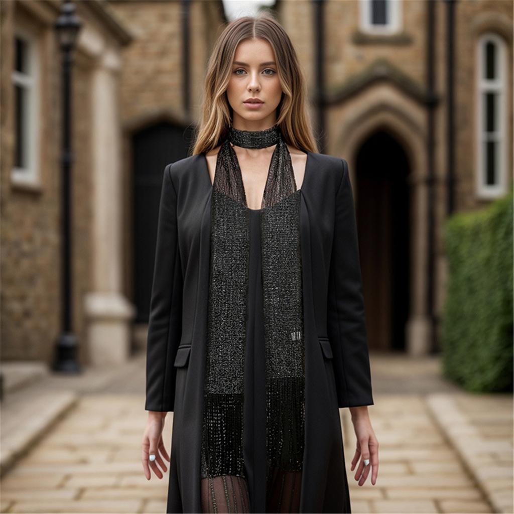 Popular Long Scarf Casual Neckwear Multiuse Neck Scarf Hairwrap for Formal Dinner Party Clubwear Neckwear Eye Catching