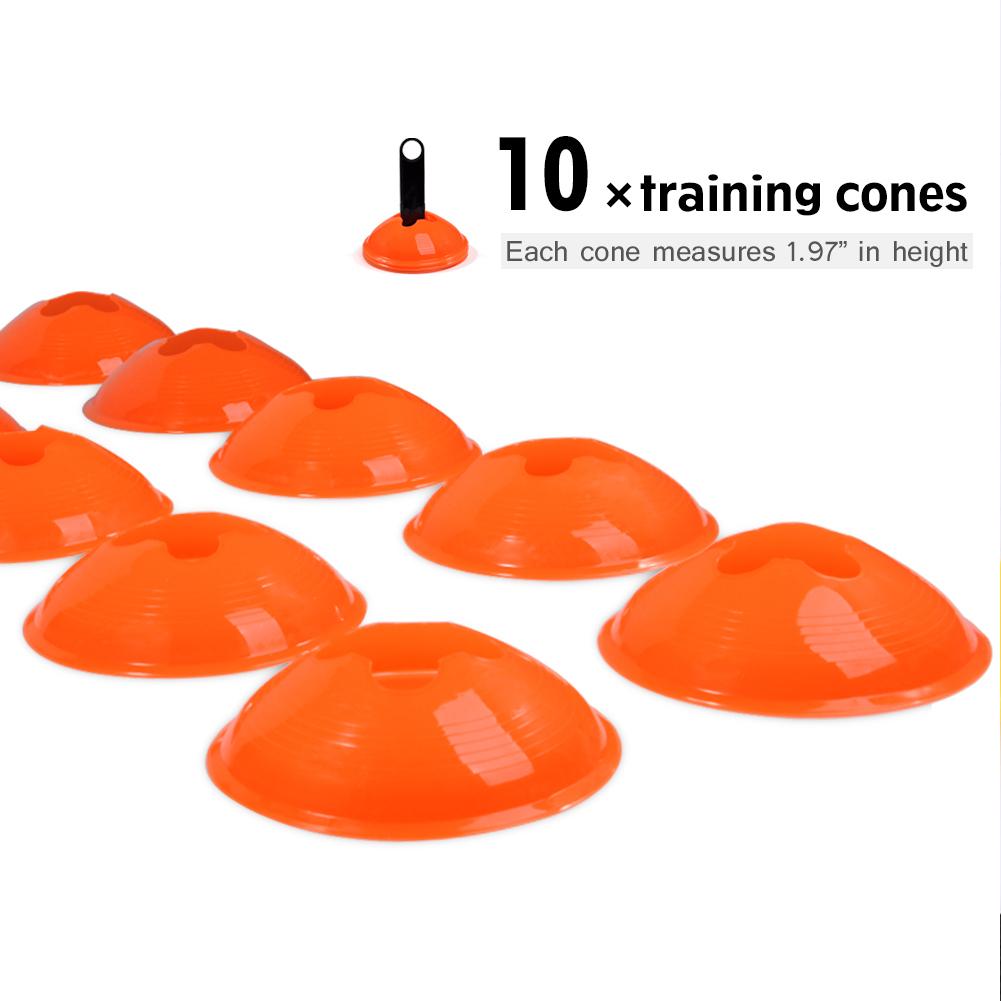 Комплект тренировочной лестницы для скорости и ловкости 12 регулируемых плоских перекладин и 10 конусов (Оранжевый Желтый) для Fo