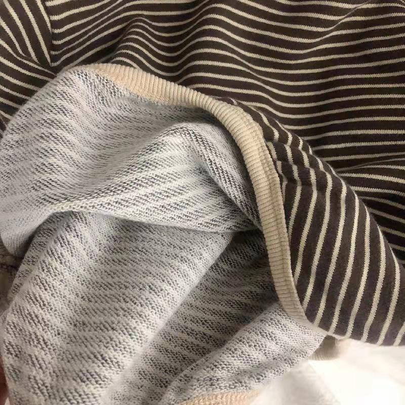 Детская одежда весна/осень 2024: Футболка для мальчиков и полосатый свитер для девочек, свободный крой, длинный рукав