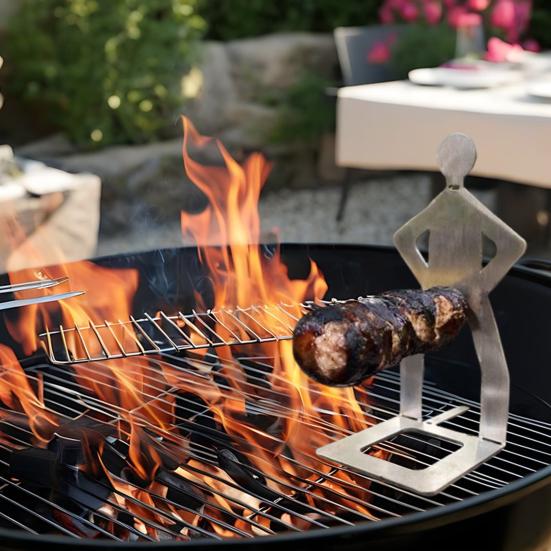 Стойка для гриля из нержавеющей стали для барбекю и сосисок, стойка для жарки хот-догов в форме человека, многоцелевая подставка с антипригарным покрытием, держатель для фрикаделек