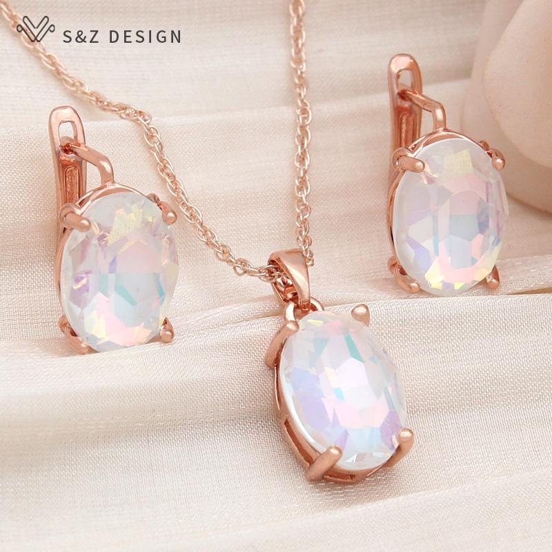 Модные овальные серьги в форме яйца с кристаллами, комплекты ювелирных изделий для женщин, ожерелье с подвеской для свадебной вечеринки, подарок