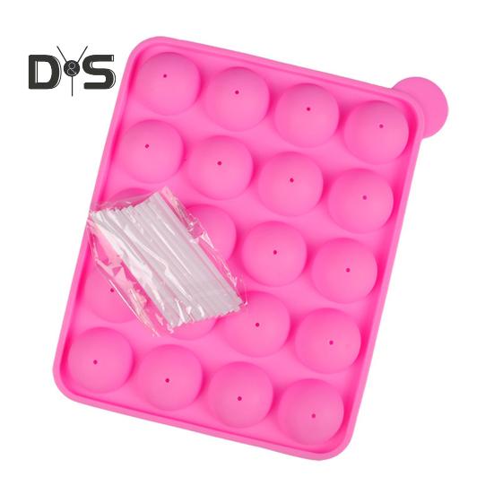 Силиконовая форма с антипригарным покрытием, 20 ячеек, формы для выпечки кексов Lolly Pop с палочками, многоразовый семейный набор для выпечки домашних сладостей