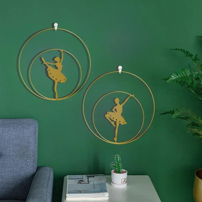 Wrought Iron Mural Dance Classroom Hang Luxury Wall Art Decorations Dancing Girl for Home Living Room Decor