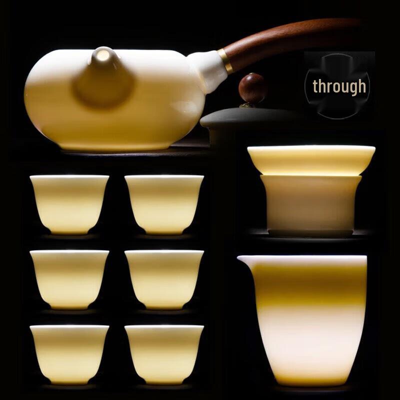 Traditional Mutton-Fat Jade Porcelain Kung Fu Tea Set