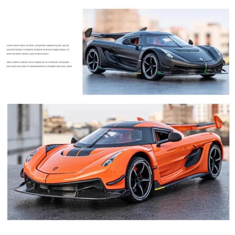 1/24 Koenigsegg Jesko Attack Alloy Sports Car Model Diecast Metal Racing Car Model Simulation Sound and Light Children Toy Gift