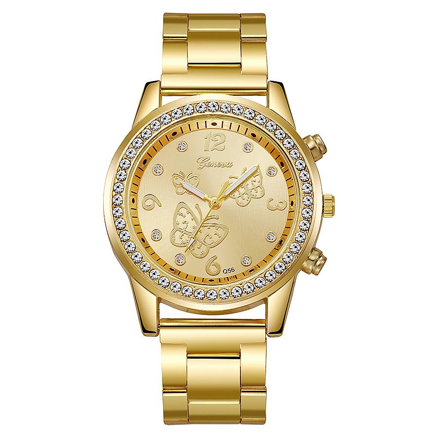 Модные женские деловые часы со стальным браслетом и бриллиантами, роскошные повседневные круглые часы с кристаллами, кварцевые наручные часы с бабочкой, Relogio Feminino