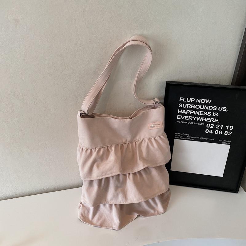 Сумка через плечо с оборками в виде лепестков, женская однотонная сумка-тоут, большая вместимость, сумка через плечо