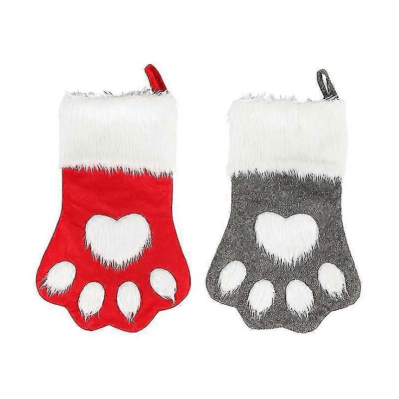 2pcs Plaid Hanging Christmas Dog Stocking For Christmas Decorations