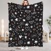 1Pc Digital Printed Pink Heart  Star Style Flannel Blanket Mattress Cover Blanket for Family BedsSofasOfficesOutdoor Camping