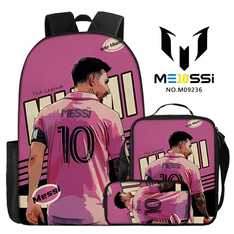 Kids Soccer Fan Backpack Set With Cristiano Ronaldo Neymar Print Oxford Fabric School Bag Boys Girls