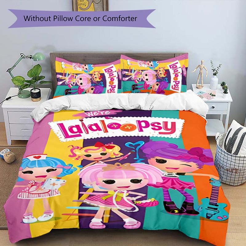 3pcs Lalaloopsy pattern bedding set duvet cover set includes duvet cover &pillowcases,perfect all season bedroom decoration&gift