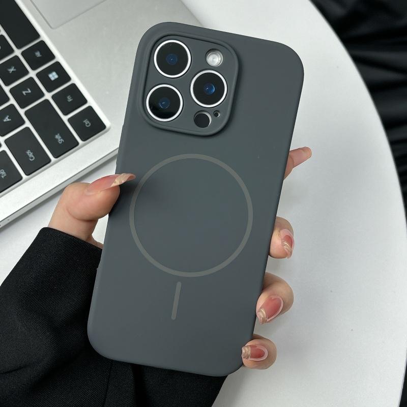 Оригинальный жидкий силиконовый мягкий магнитный чехол для iPhone 16 15 14 Plus 13 12 Pro Max Защита объектива Беспроводная зарядка Однотонная крышка