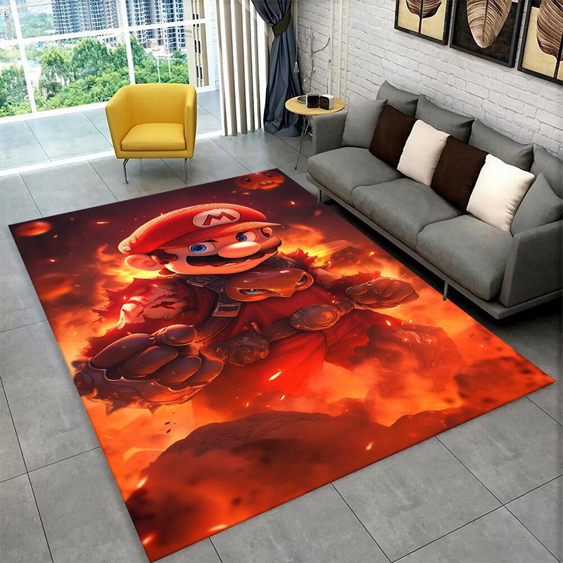 Cute Cartoon M-Mario Bros Game Non-Slip Area Rug for Living Room,Bedroom,Playroom,Soft Carpet Floor Mat Home Decor Rug Kids Room