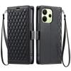 For Xiaomi Redmi Note 14 4G (163.25mm) Leather Case Rhombus Texture Wallet Stand Phone Cover with Wrist Strap