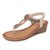 2024Ladiesshoes Bohemian новые модные босоножки со стразами на платформе и танкетке женские туфли