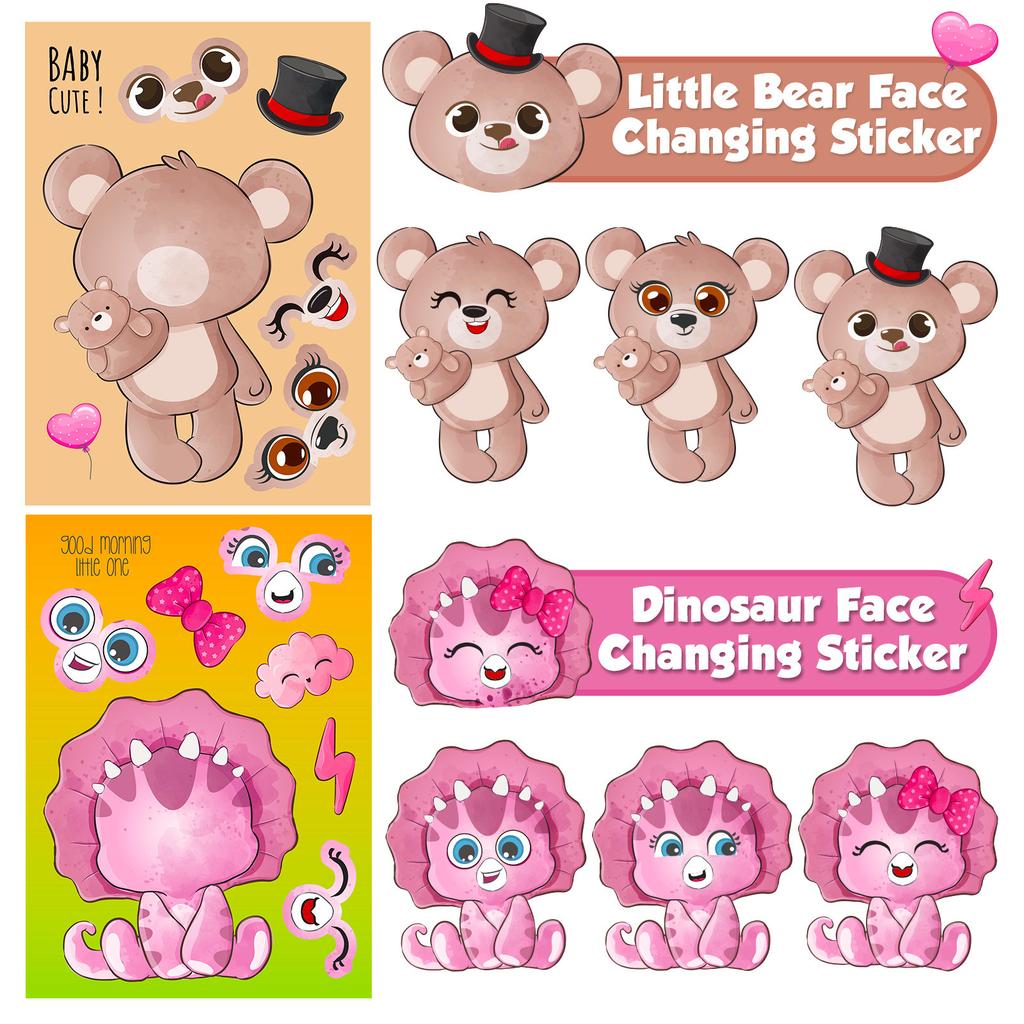 6 Pieces/pack of Small Animals Puzzle Stickers Cartoon Stickers Children's Creative Animal Puzzle DIY Stickers