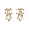 Классические серьги-звезды с жемчугом и логотипом Double C из металла для женщин Золотые ABC823-B15459-NU624