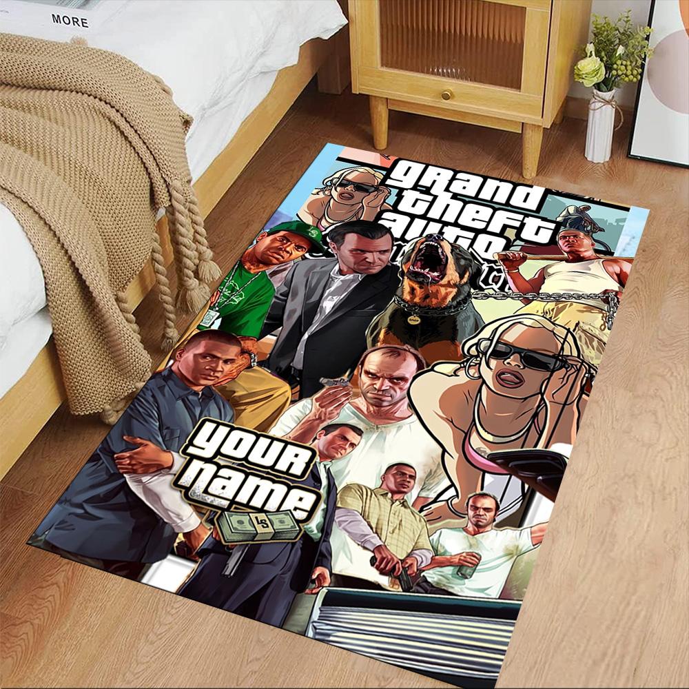 Grand Theft Auto Customize Your Name Area Rug Suitable for Decorate room Game Room Foyer Hallway Antislip Carpet Office home decor Spiritual Gift