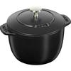 Staub "La Cocotte De GOHAN Black Large 20cm" Rice Cooker, 3-Cup Capacity, Cast Iron Enamel Pot, Induction Compatible [Serial Number Included, Official
