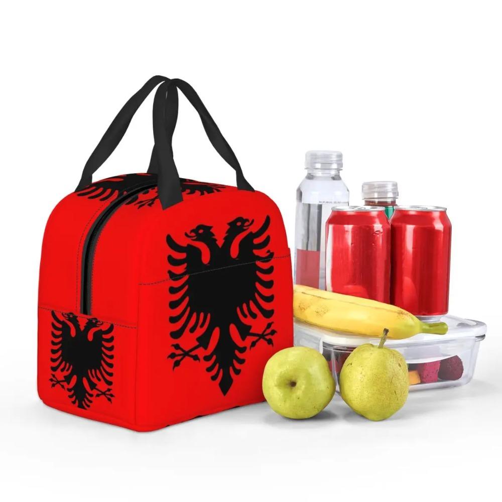 Flag Of Albania Insulated Lunch Bag for Women Office Cooler Thermal Food Box Tote Leakproof Lunch Boxes Container