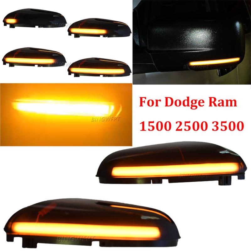 2PCS Dynamic Indicator Blinker Light Turn Signal Light For Dodge Ram 1500 2009-2013 (Left+Right) LED Side Rearview Mirror