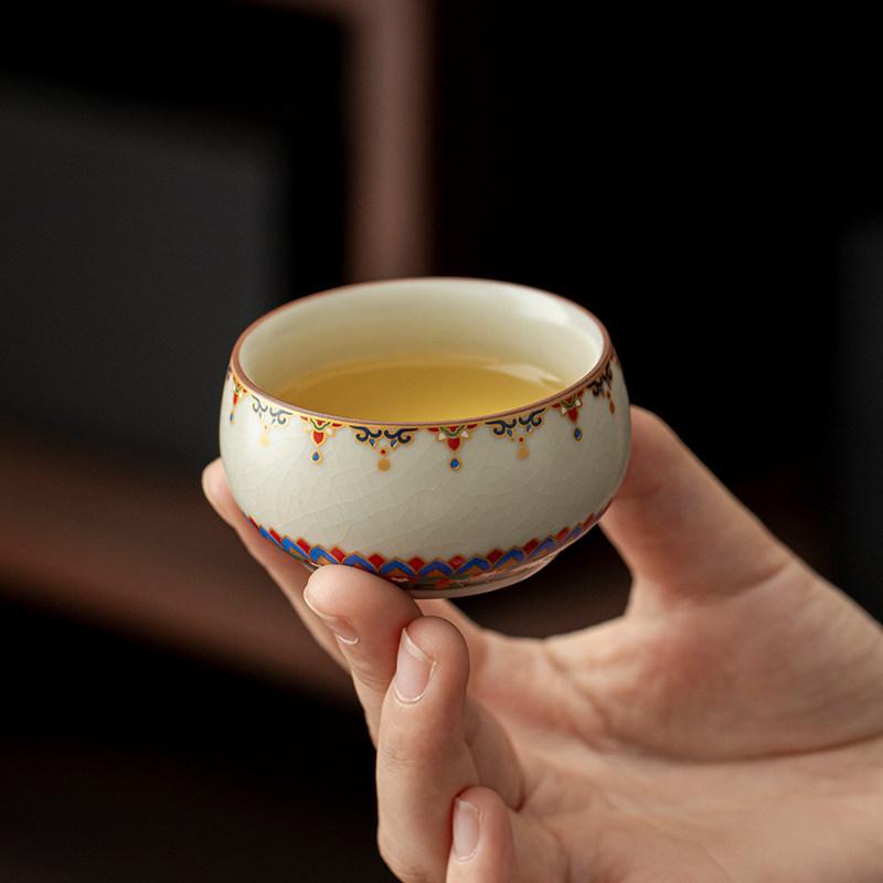Ru kiln side pot high-end tea set high-end anti-scalding hand teapot teacup home office tea gift box
