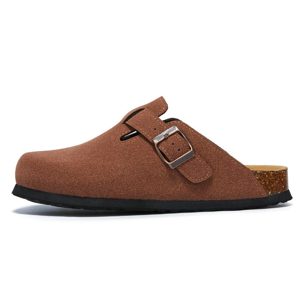 Модная мужская обувь Baotou Пробковые мужские тапочки Кожаные мужские женские полутапочки на зиму Большой размер 35-45