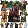 Мужская уличная хип-хоп футболка в стиле Харадзюку с короткими рукавами и 3D-принтом с изображением лошади, крутая футболка