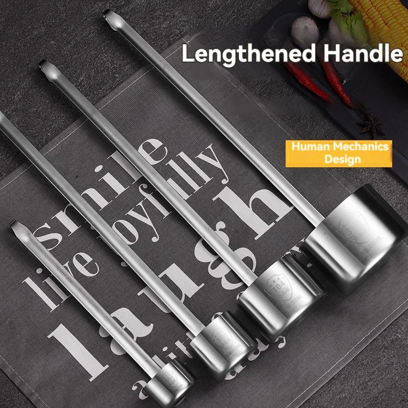 Long Handle Wine Dipper Stainless Steel Wine Pouring Spoon Oil Sauce Ladle Bartender Hanging Measuring Cup Kitchen Bar Tools