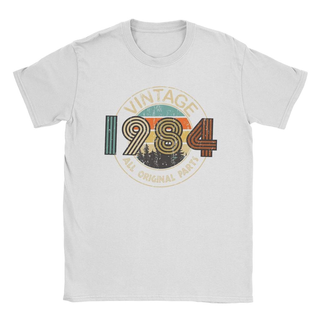 Уникальные винтажные футболки 1984 года со всеми оригинальными деталями, подарок на день рождения, мужские футболки с круглым вырезом, хлопковая футболка, футболка для 40-летних, подарочные топы