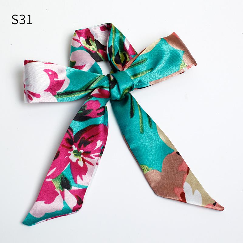 Good Ties Ribbon Small Scarves Silk Spring and Summer Long Scarves Girls Thin Narrow 4cm*85cm Hair Band Bundled